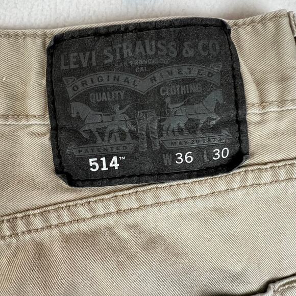 Levis 514 Jeans Mens 36x30 Brown Straight Mid Rise Tan Wash‎ Denim - Picture 5 of 11